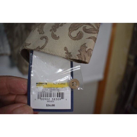 NWT Croft & Barrow Tapestry Beige and Tan Paisley Zip Front Ultra Soft Jacket XL - Picture 6 of 11